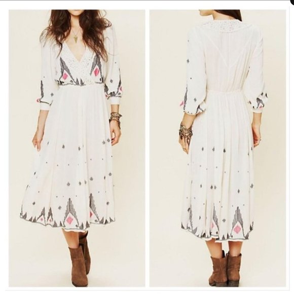 Free People New Romantics Embroidered Midi Dress - Picture 1 of 5